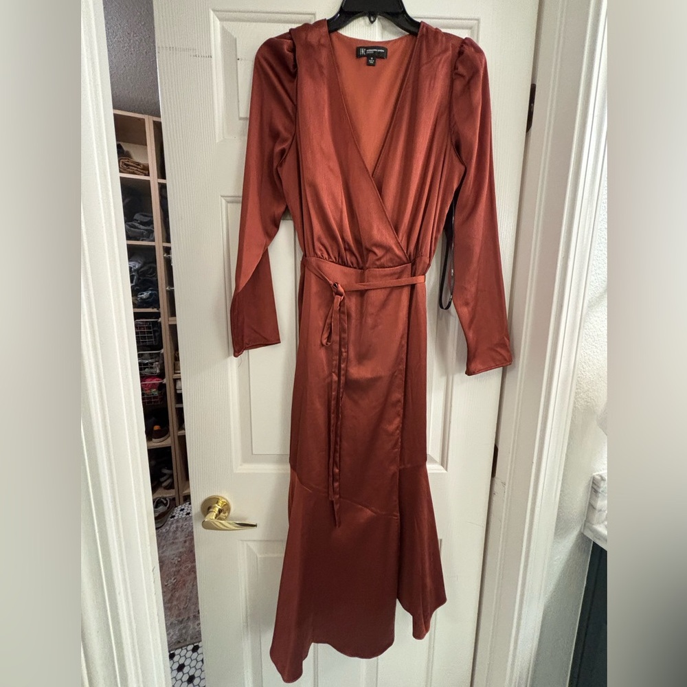 INC brand gold wrap style dress.